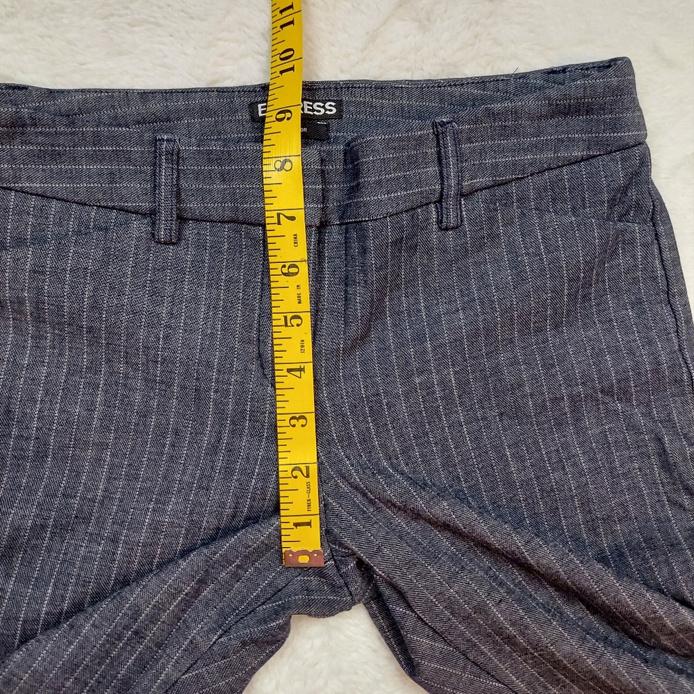 Express Editor Mid Rise Gray Pin Stripe Dress Pants Size 0R - Picture 7 of 13